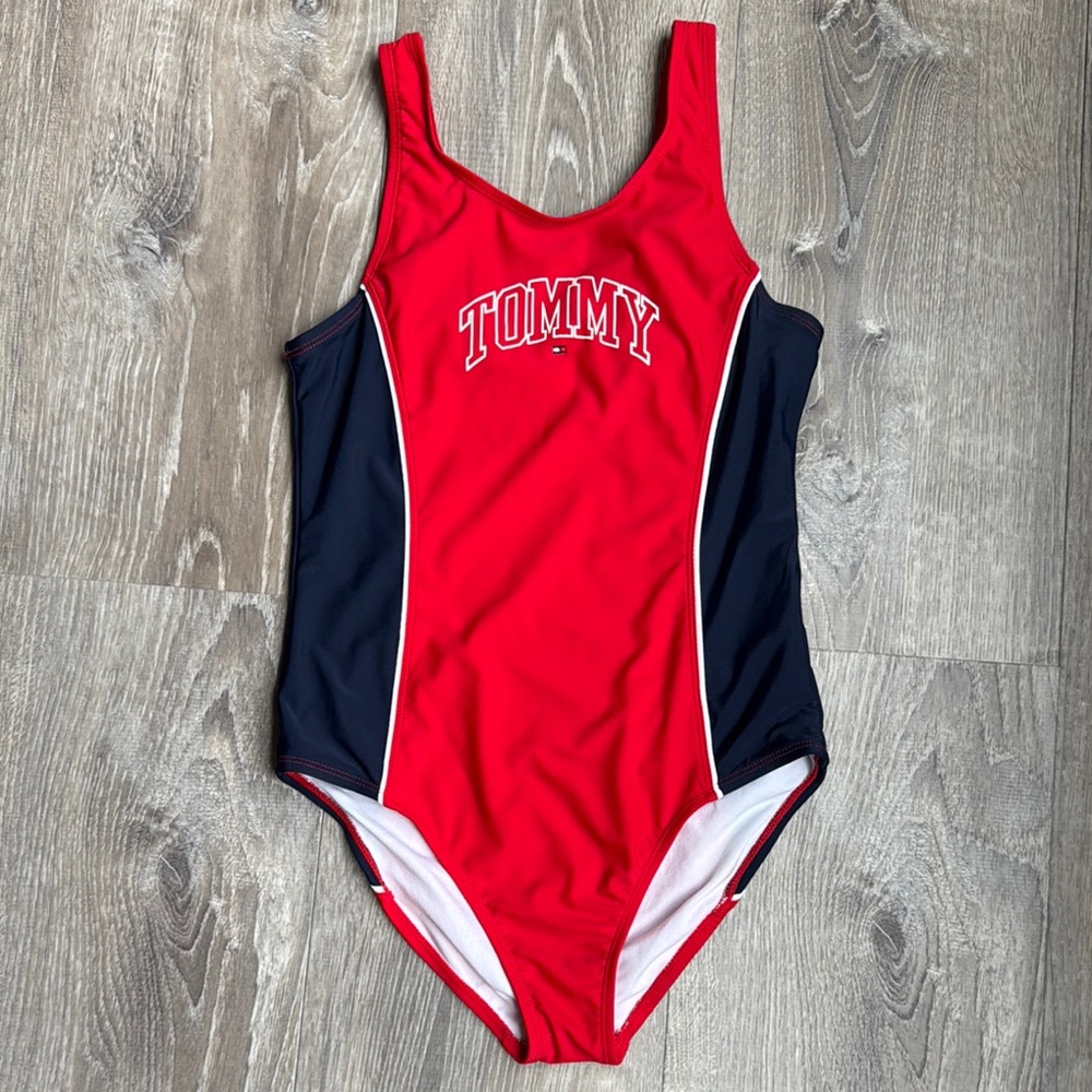 Tommy Hilfiger Red and Navy Kids Swim One Piece